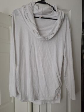 Lucy White Long Sleeve Cowl Neck Tee